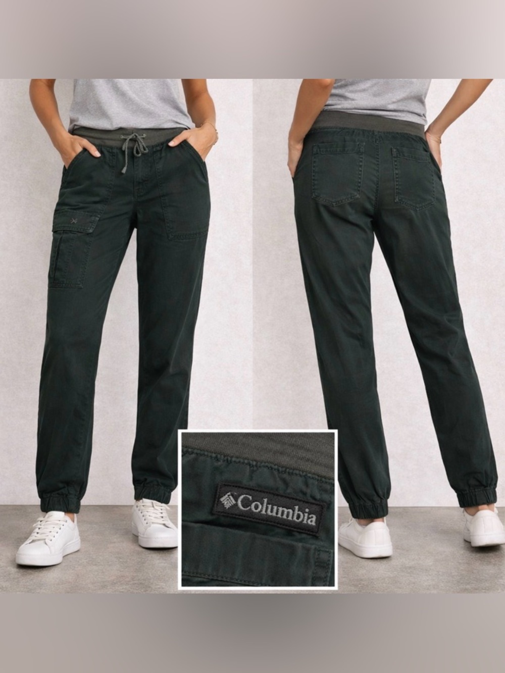 Columbia Joggers 4-Pocket Green Cotton w/ Logo Women's Size Medium